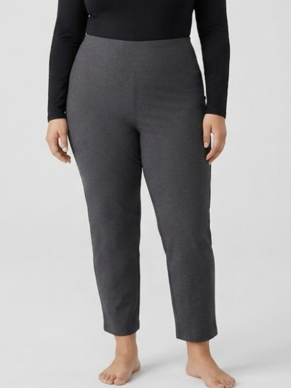 NWT Eileen Fisher High-Waist Slim Pant in Graphite Washable Stretch Crepe 1X